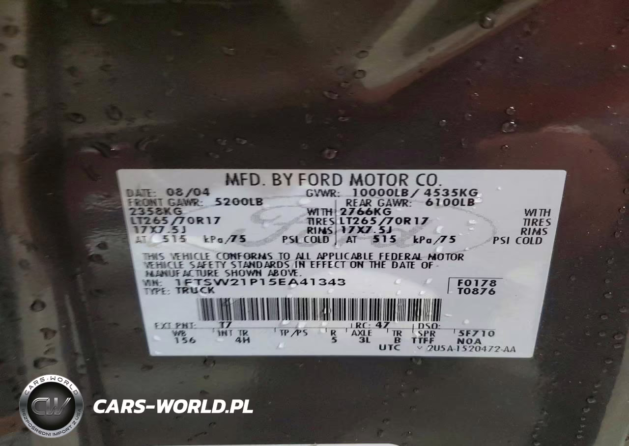2005 Ford F250 Super Duty VIN:1FTSW21P15EA41343 - 12