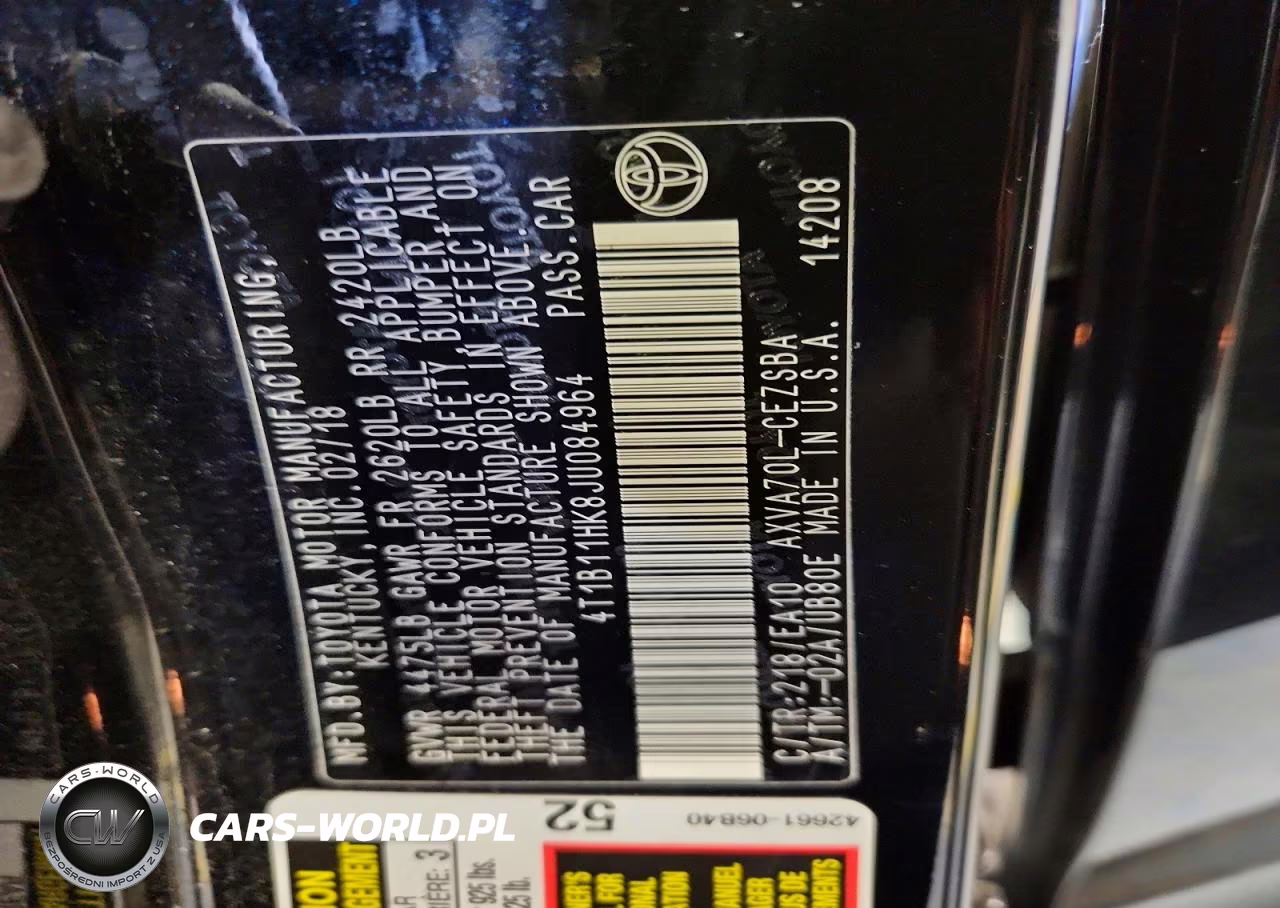 2018 Toyota Camry Se VIN:4T1B11HK8JU084964 - 12