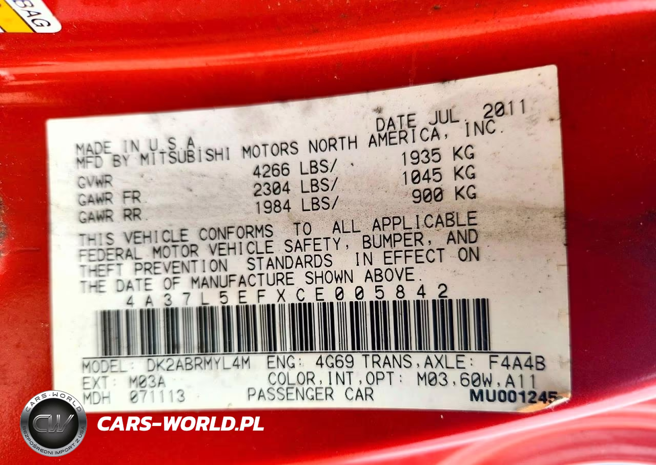 2012 Mitsubishi Eclipse Spyder Gs VIN:4A37L5EFXCE005842 - 12