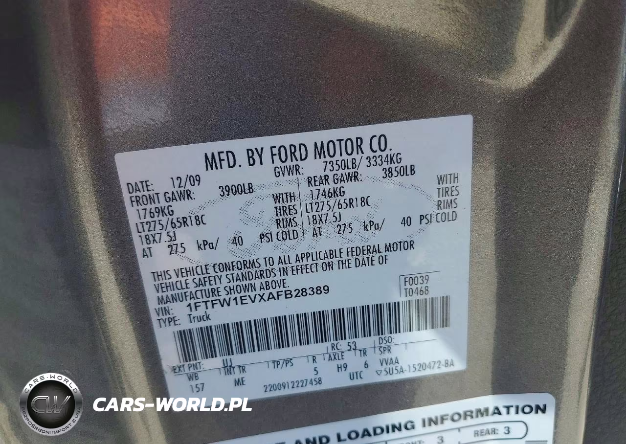 2010 Ford F150 Supercrew VIN:1FTFW1EVXAFB28389 - 12