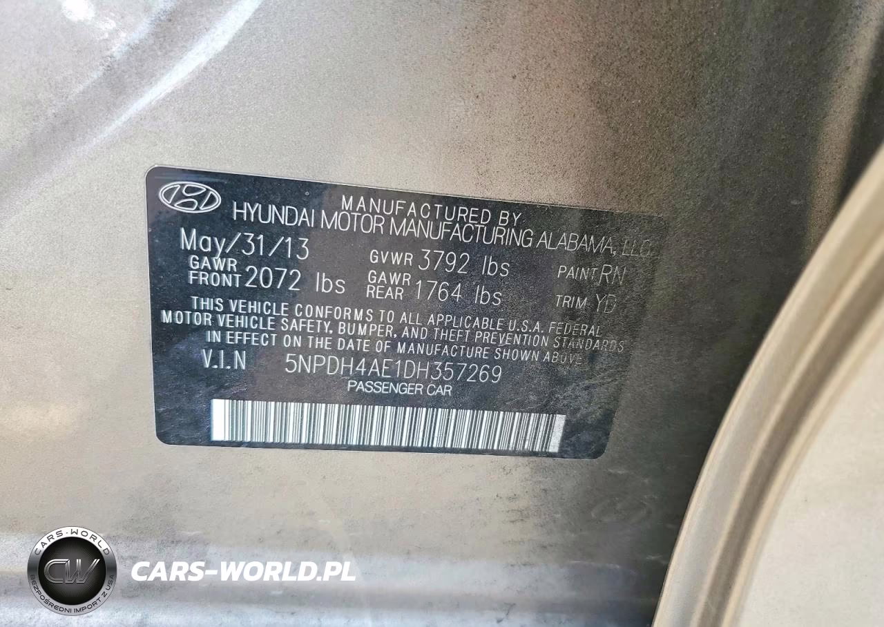 2013 Hyundai Elantra Gls VIN:5NPDH4AE1DH357269 - 12