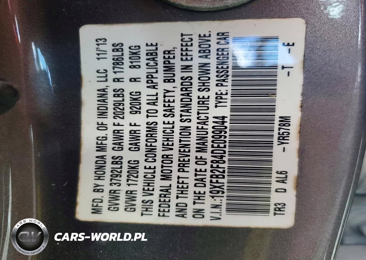 2013 Honda Civic Ex VIN:19XFB2F84DE099044 - 13