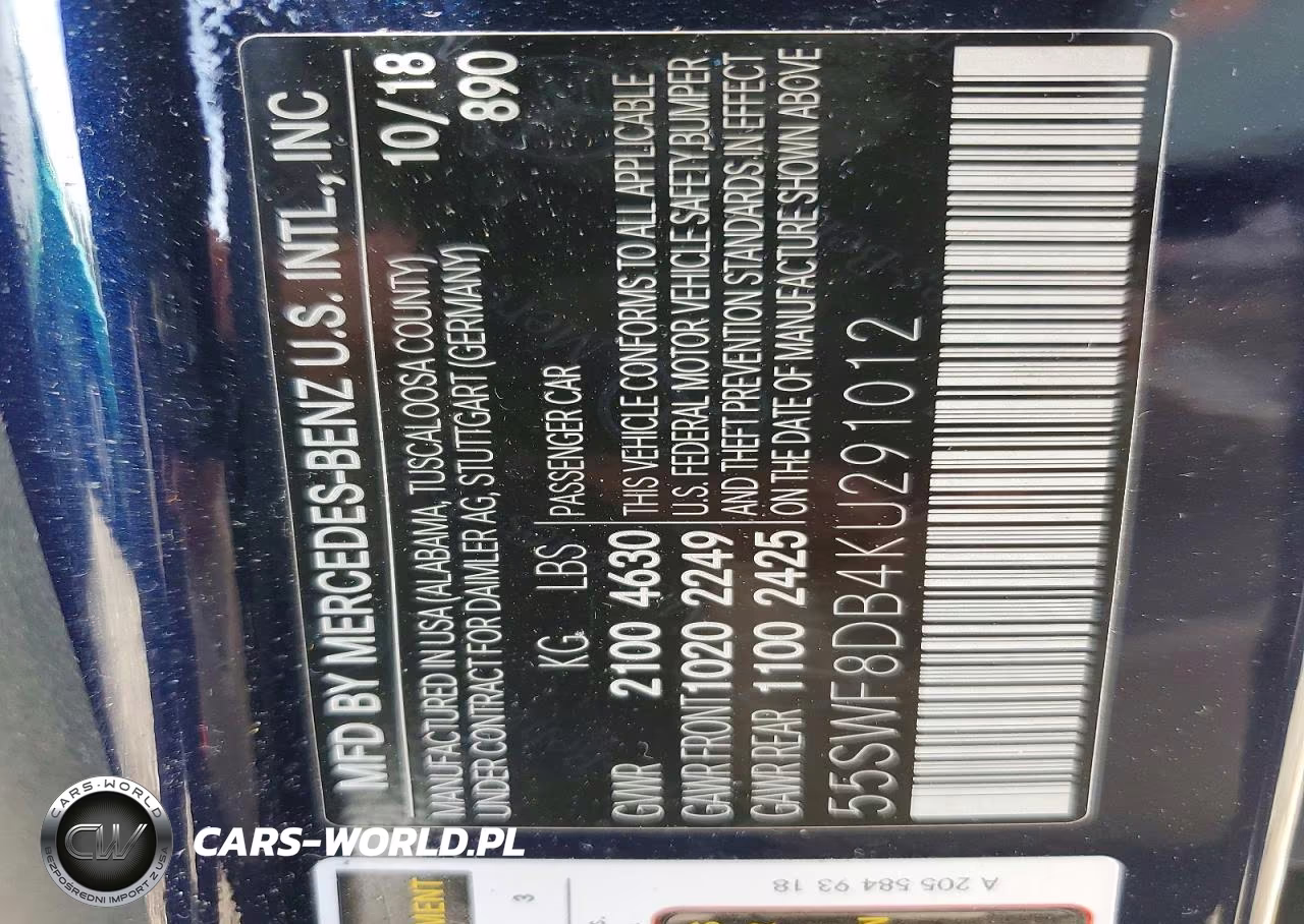 2019 Mercedes-Benz C 300 VIN:55SWF8DB4KU291012 - 12