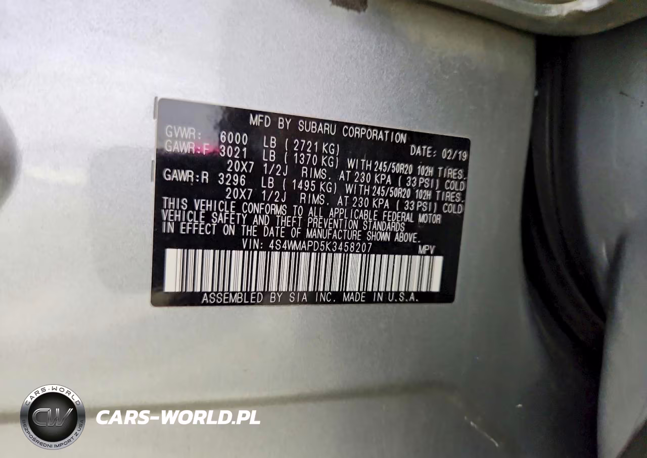 2019 Subaru Ascent Limited VIN:4S4WMAPD5K3458207 - 13