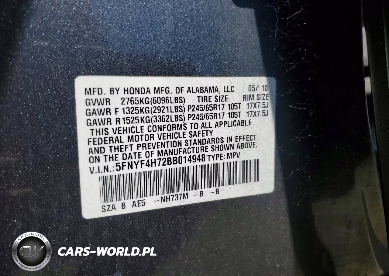 2011 Honda Pilot Exln VIN:5FNYF4H72BB014948 - 13