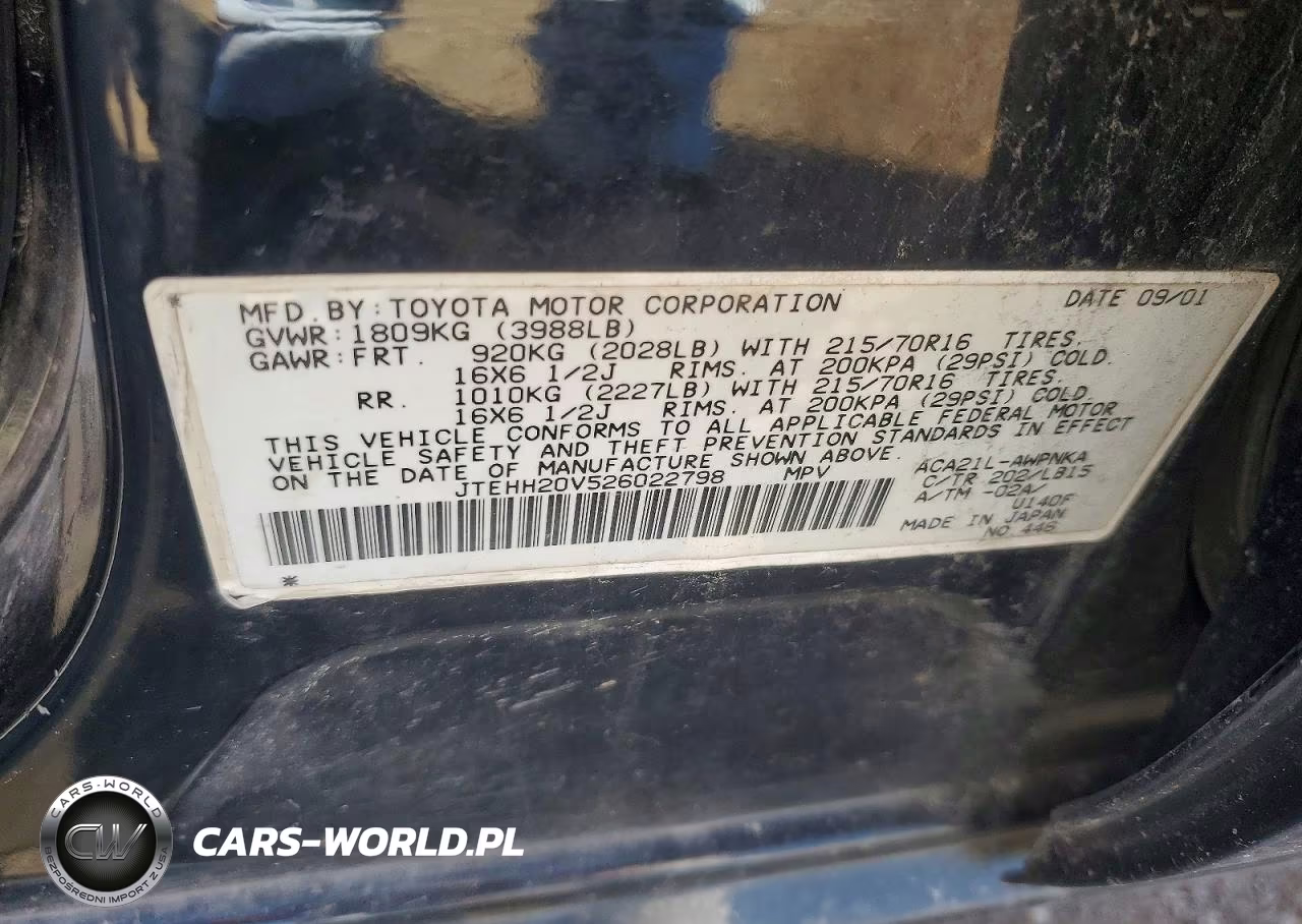 2002 Toyota Rav4 Base VIN:JTEHH20V526022798 - 13