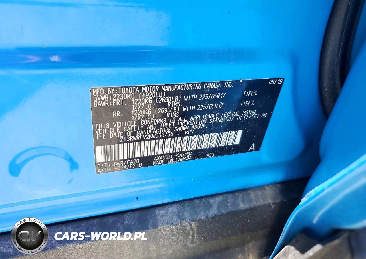2019 Toyota Rav4 Hybrid Xle VIN:2T3RWRFV2KW036736 - 12
