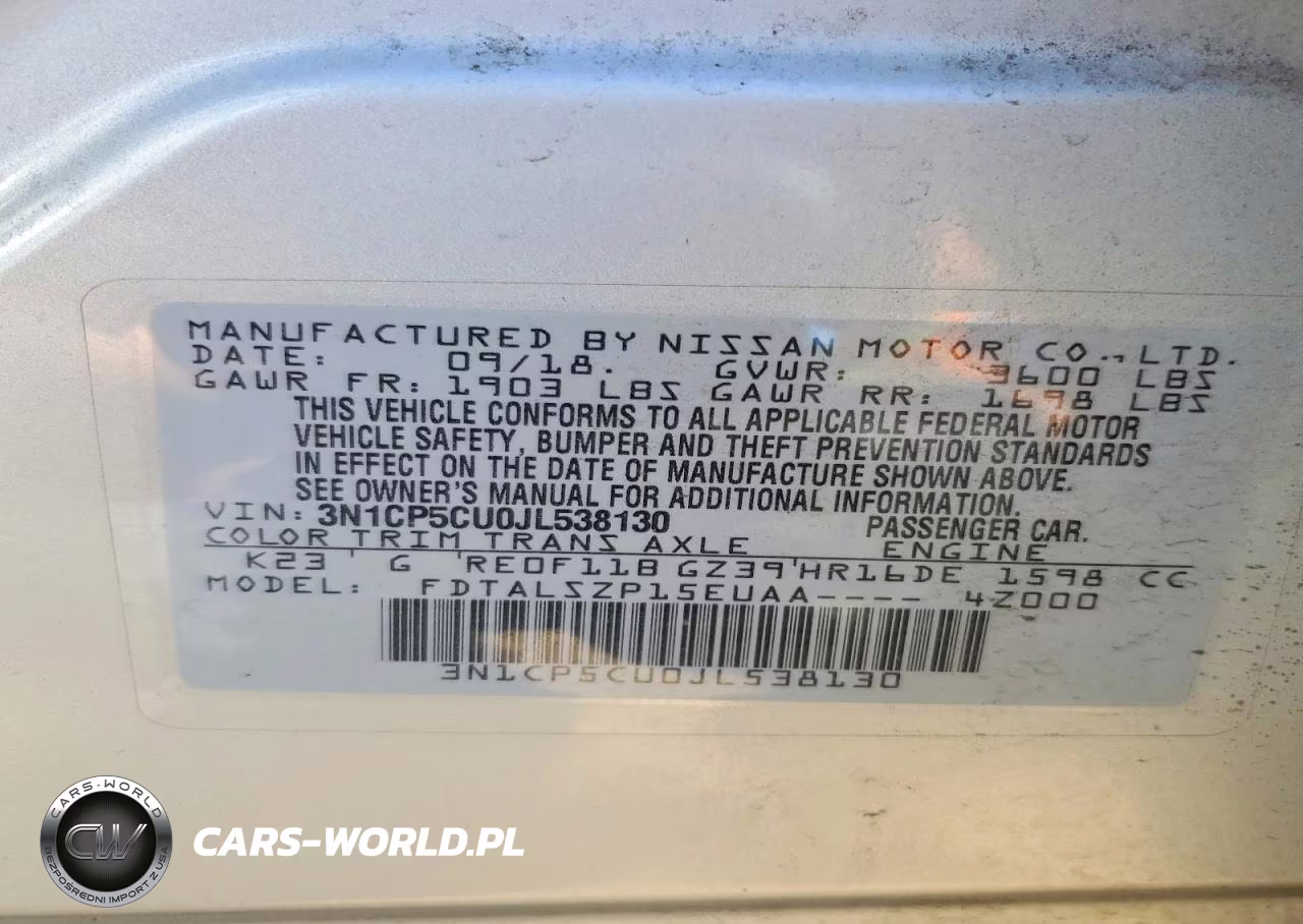 2018 Nissan Kicks Sv VIN:3N1CP5CU0JL538130 - 12