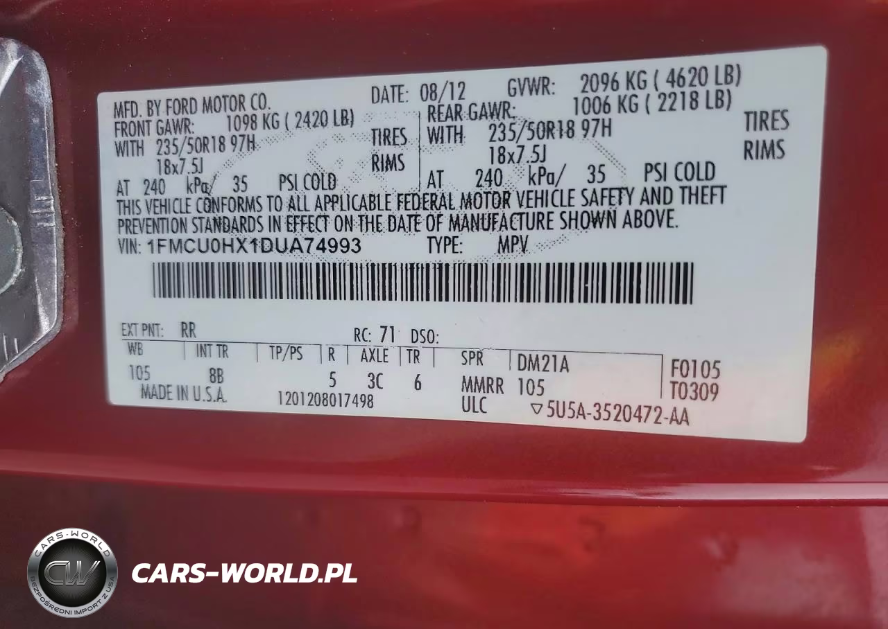 2013 Ford Escape Sel VIN:1FMCU0HX1DUA74993 - 12