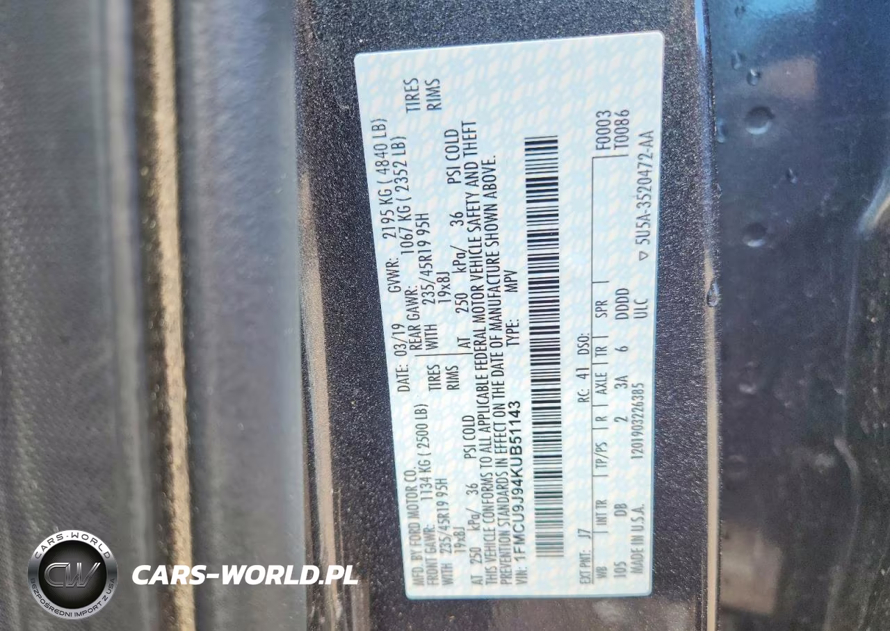 2019 Ford Escape Titanium VIN:1FMCU9J94KUB51143 - 14