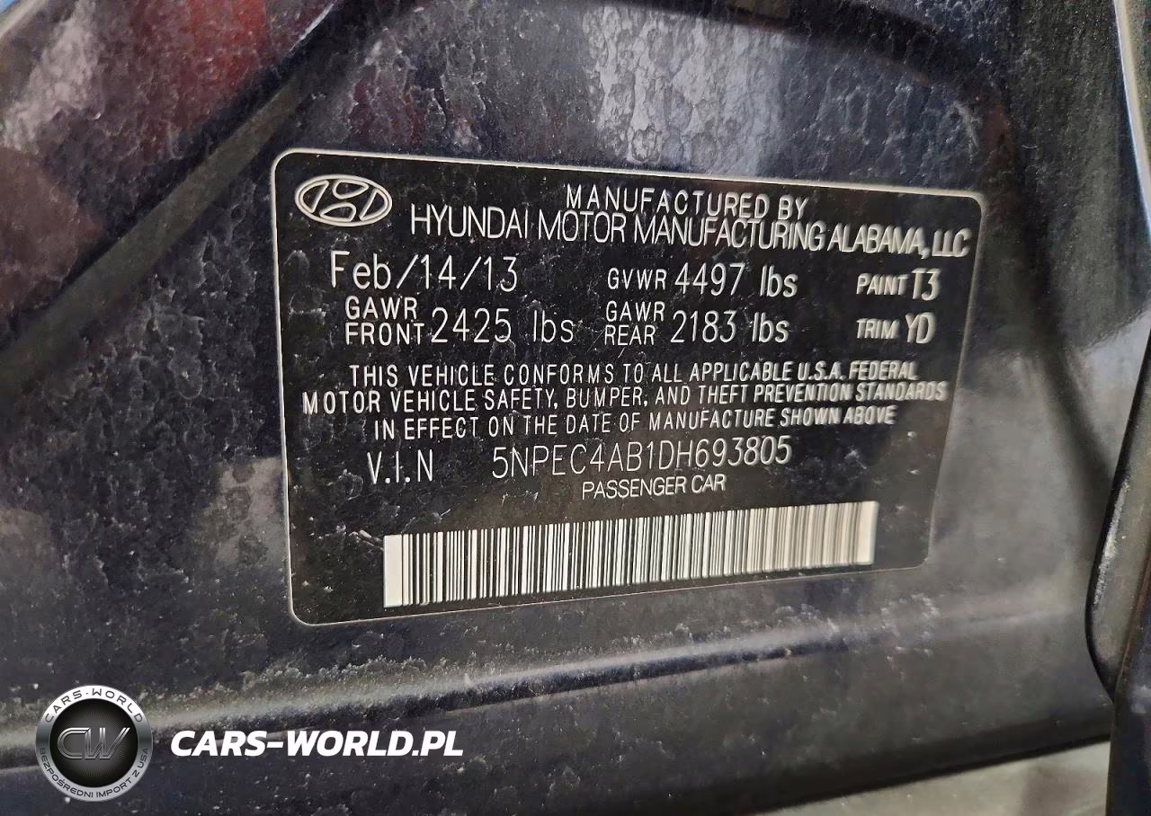 2013 Hyundai Sonata Limited 2.0T VIN:5NPEC4AB1DH693805 - 12