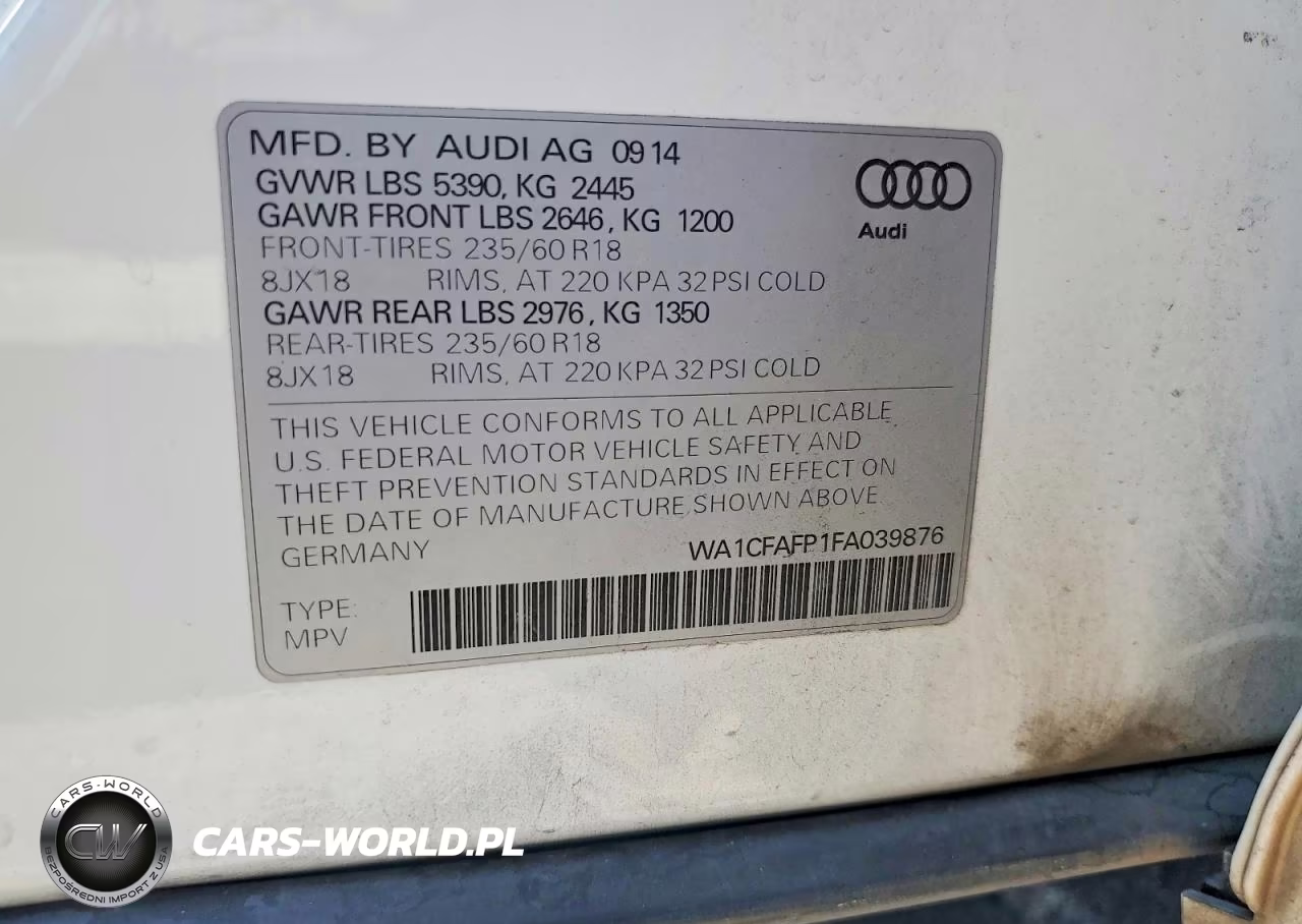 2015 Audi Q5 Premium VIN:WA1CFAFP1FA039876 - 12