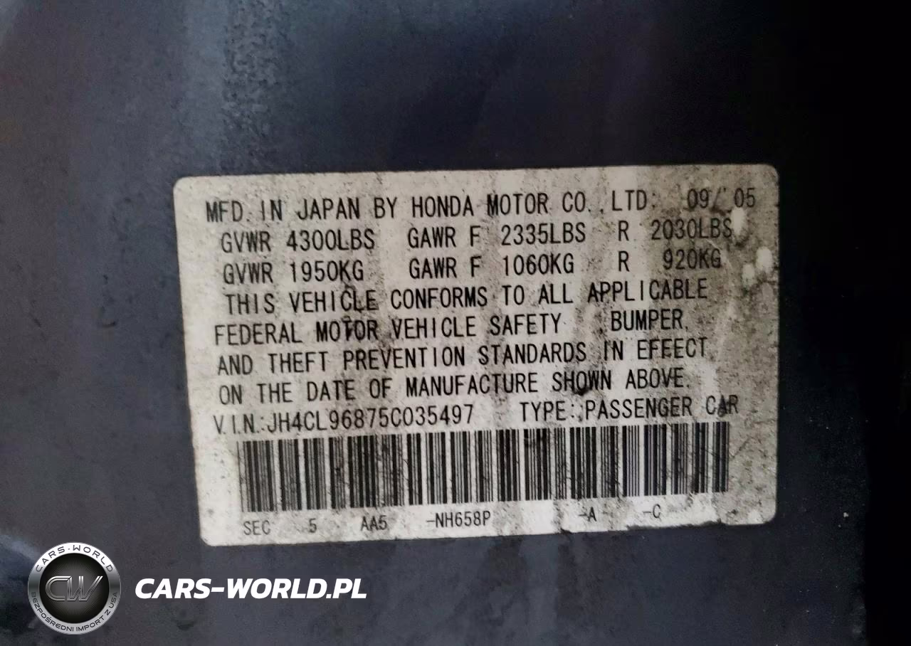 2005 Acura Tsx VIN:JH4CL96875C035497 - 13