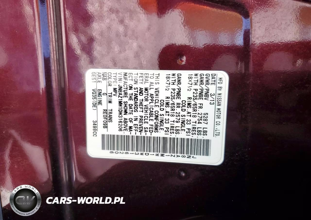 2013 Nissan Murano S VIN:JN8AZ1MW1DW316206 - 13