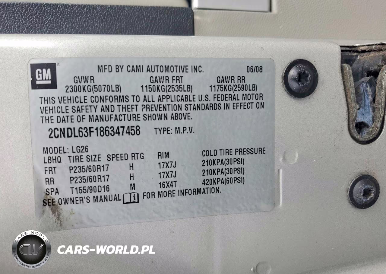 2008 Chevrolet Equinox Lt VIN:2CNDL63F186347458 - 12