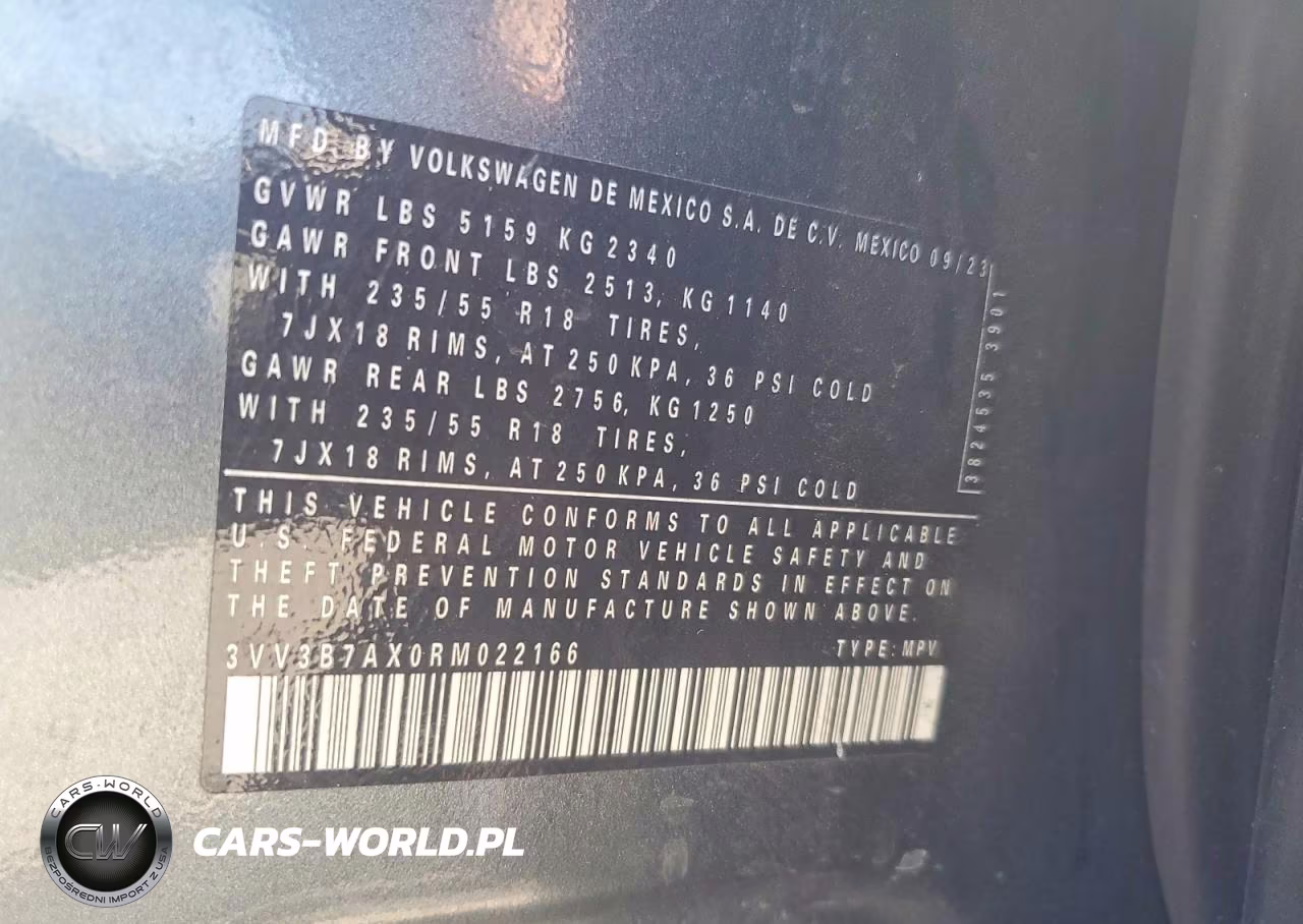 2024 Volkswagen Tiguan Se VIN:3VV3B7AX0RM022166 - 13