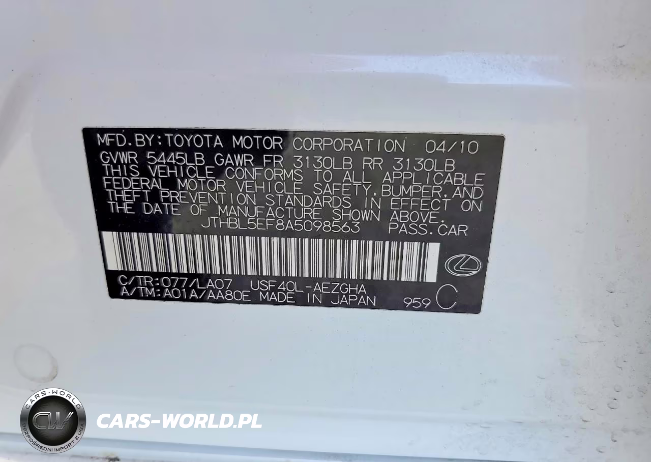 2010 Lexus Ls 460 VIN:JTHBL5EF8A5098563 - 12