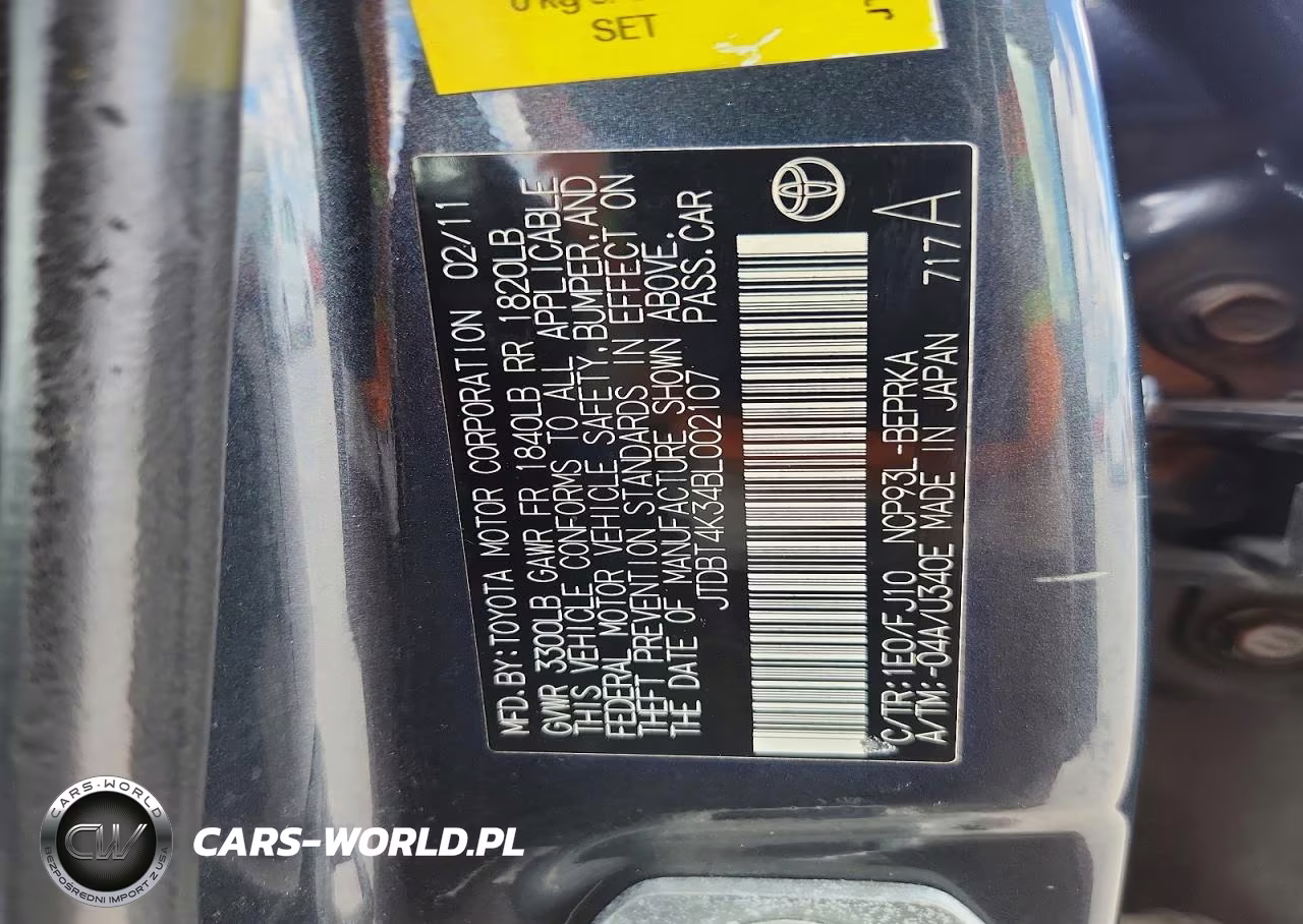 2011 Toyota Yaris Base VIN:JTDBT4K34BL002107 - 12