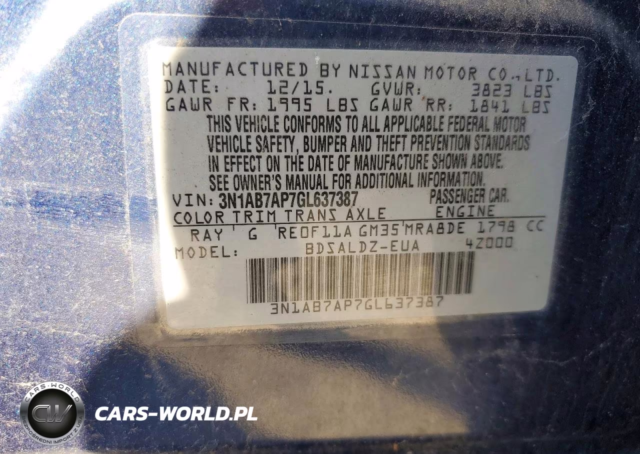 2016 Nissan Sentra Sv VIN:3N1AB7AP7GL637387 - 12