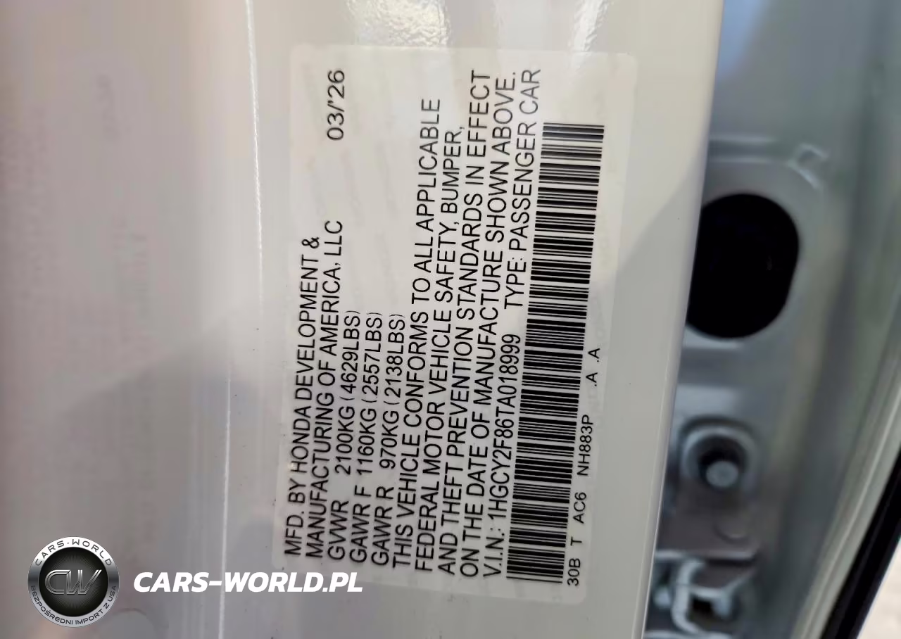 2026 Honda Accord Sport VIN:1HGCY2F86TA018999 - 12