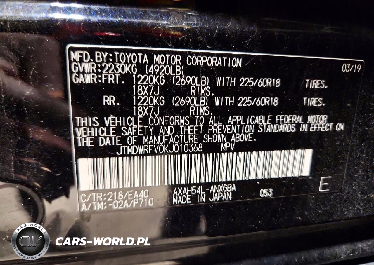 2019 Toyota Rav4 Limited VIN:JTMDWRFV0KJ010368 - 13