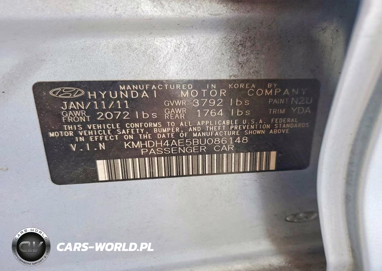 2011 Hyundai Elantra Gls VIN:KMHDH4AE5BU086148 - 12