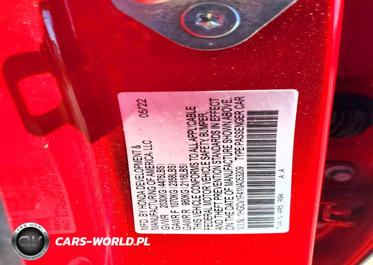 2022 Honda Accord Sport Se VIN:1HGCV1F41NA053209 - 12