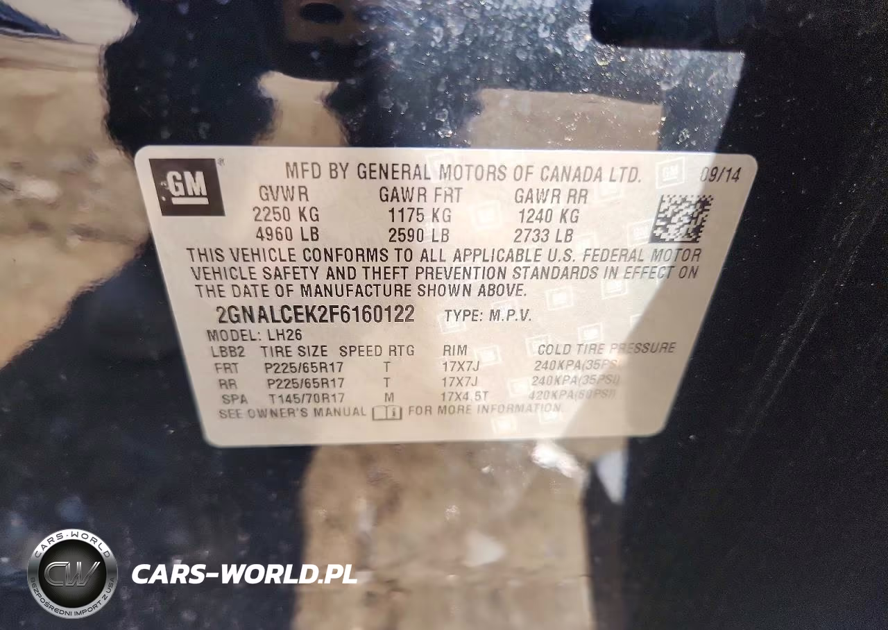 2015 Chevrolet Equinox Lt VIN:2GNALCEK2F6160122 - 13