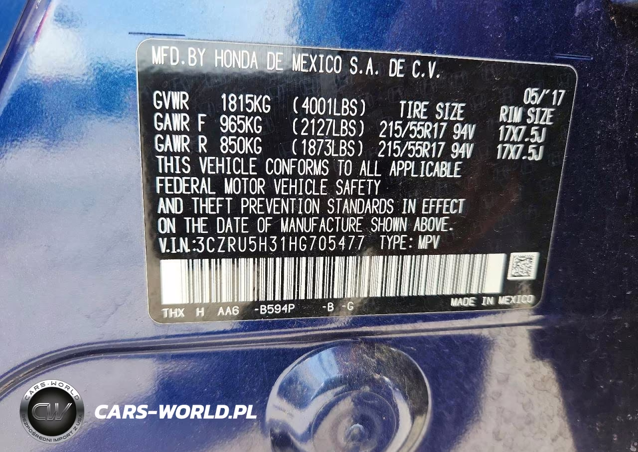 2017 Honda Hr-V Lx VIN:3CZRU5H31HG705477 - 13