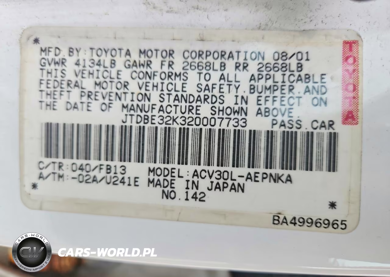 2002 Toyota Camry Le VIN:JTDBE32K320007733 - 12