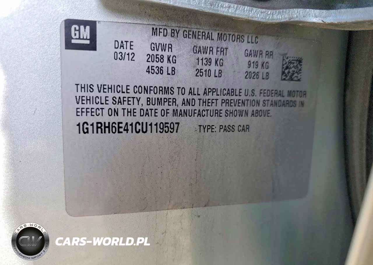 2012 Chevrolet Volt VIN:1G1RH6E41CU119597 - 12