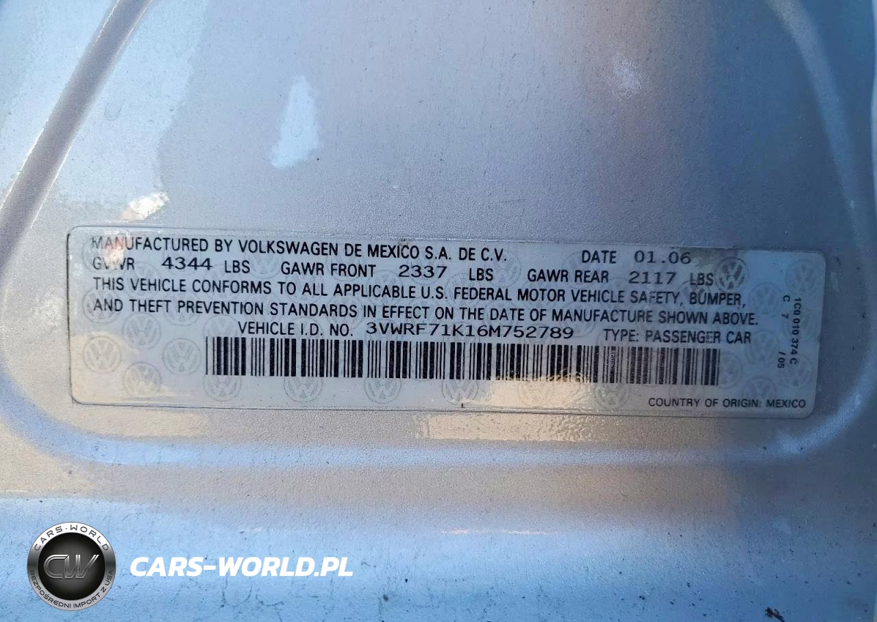 2006 Volkswagen Jetta 2.5 VIN:3VWRF71K16M752789 - 12