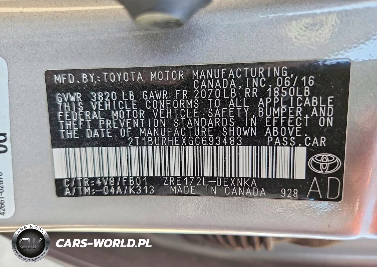 2016 Toyota Corolla Le VIN:2T1BURHEXGC693483 - 13