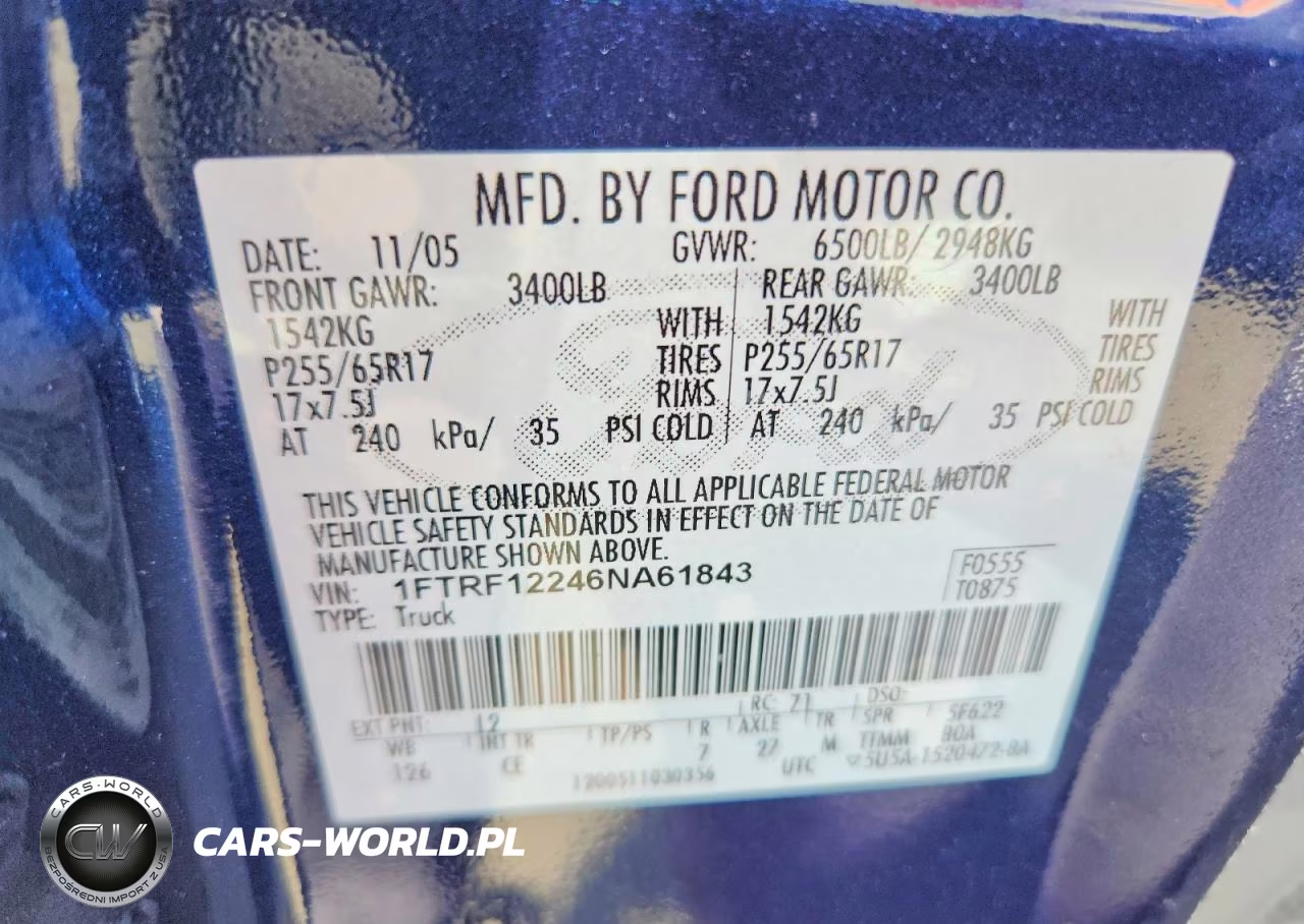 2006 Ford F150 VIN:1FTRF12246NA61843 - 12