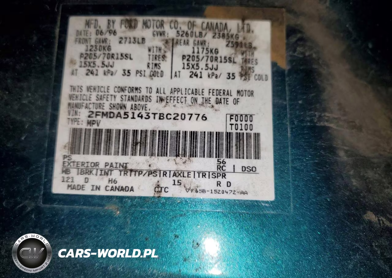 1996 Ford Windstar Wagon VIN:2FMDA5143TBC20776 - 13