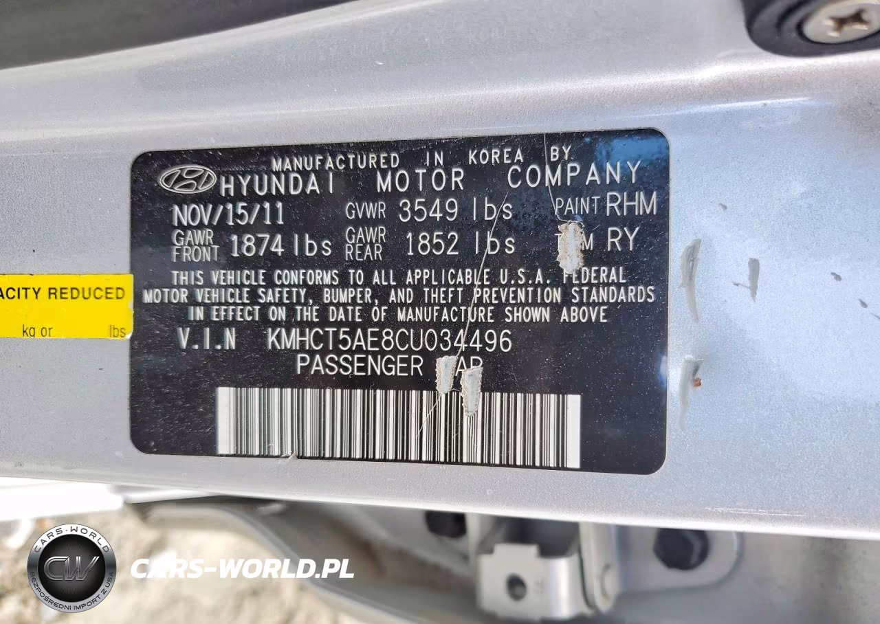 2012 Hyundai Accent Gs VIN:KMHCT5AE8CU034496 - 12