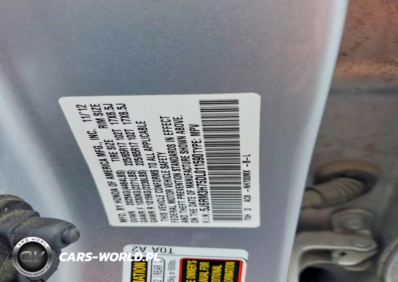 2013 Honda Cr-V Exl VIN:5J6RM3H75DL011590 - 12