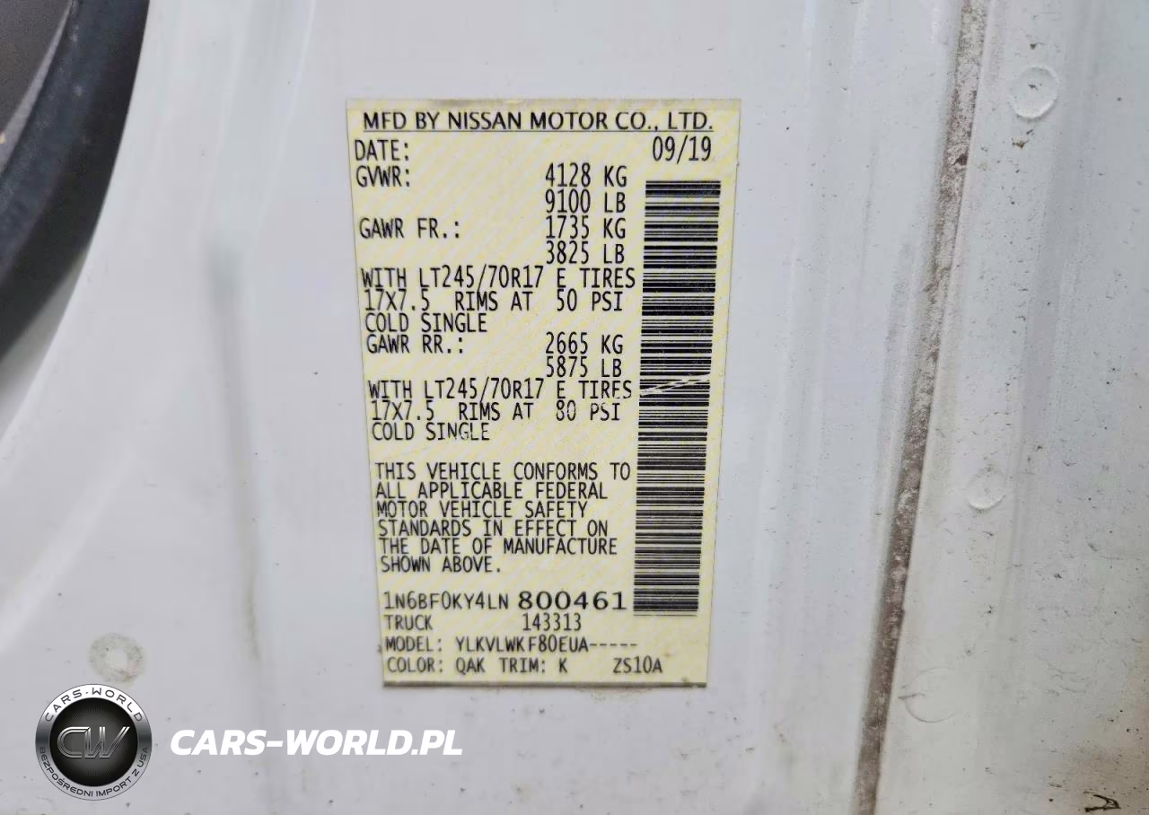 2020 Nissan Nv 2500 Hd S VIN:1N6BF0KY4LN800461 - 12