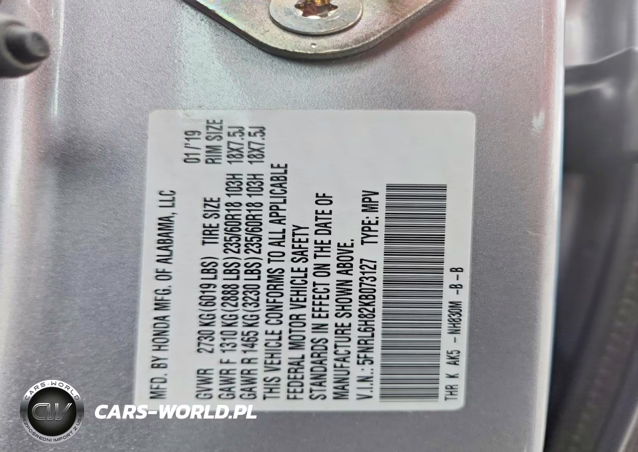 2019 Honda Odyssey Touring VIN:5FNRL6H82KB073127 - 13