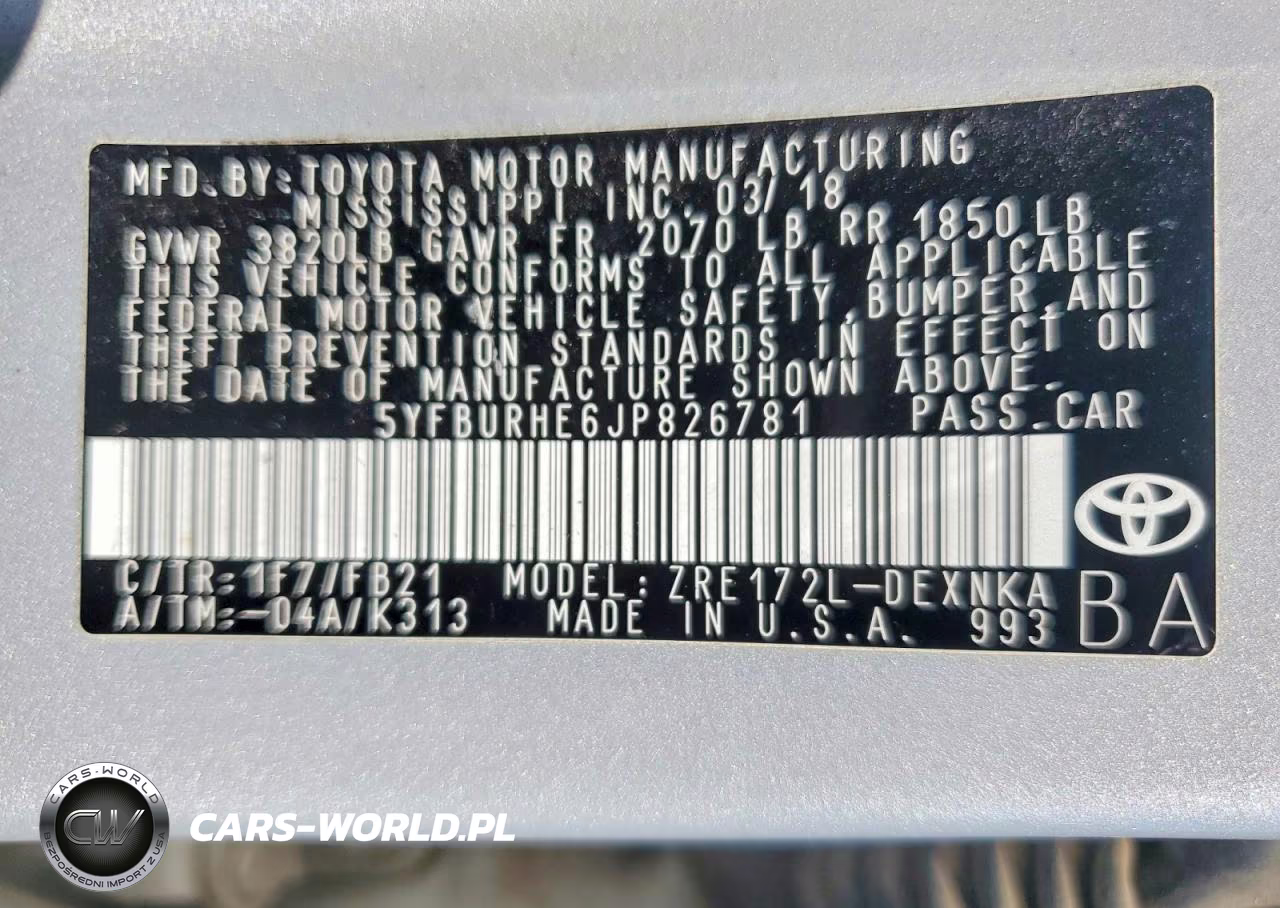 2018 Toyota Corolla Le VIN:5YFBURHE6JP826781 - 13