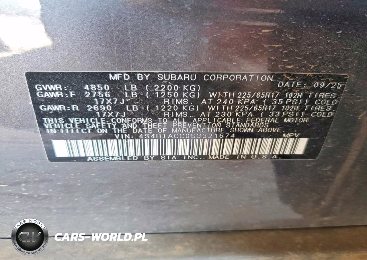 2025 Subaru Outback Premium VIN:4S4BTACC0S3321674 - 13