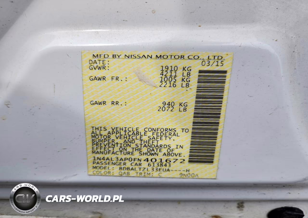 2015 Nissan Altima 2.5 Sl VIN:1N4AL3AP0FN401672 - 12