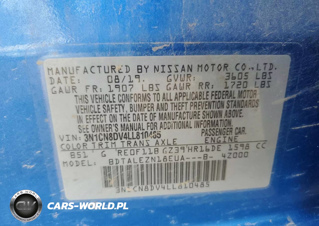 2020 Nissan Versa S VIN:3N1CN8DV4LL810485 - 12