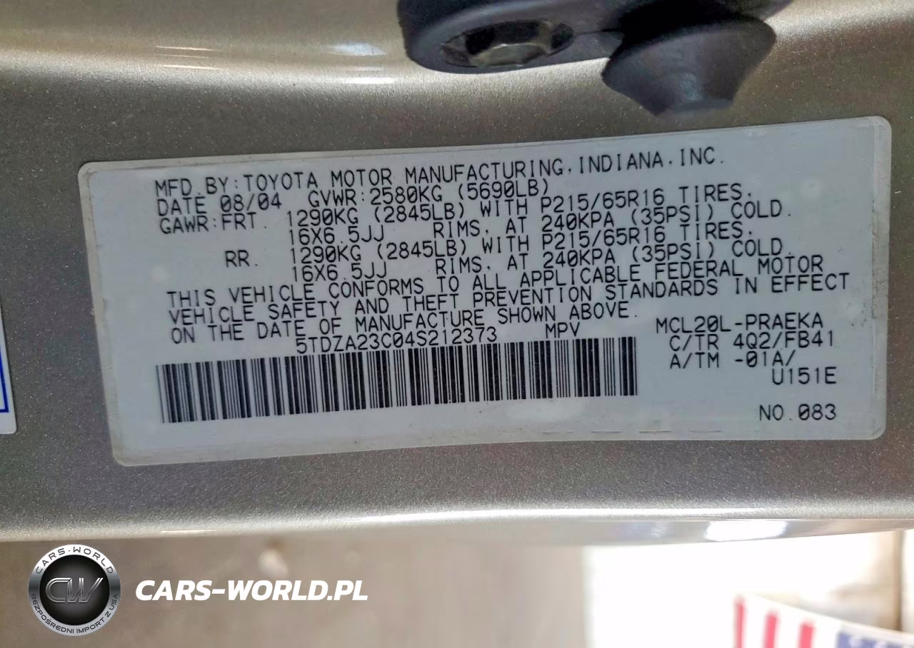 2004 Toyota Sienna Le 8 Passenger VIN:5TDZA23C04S212373 - 14
