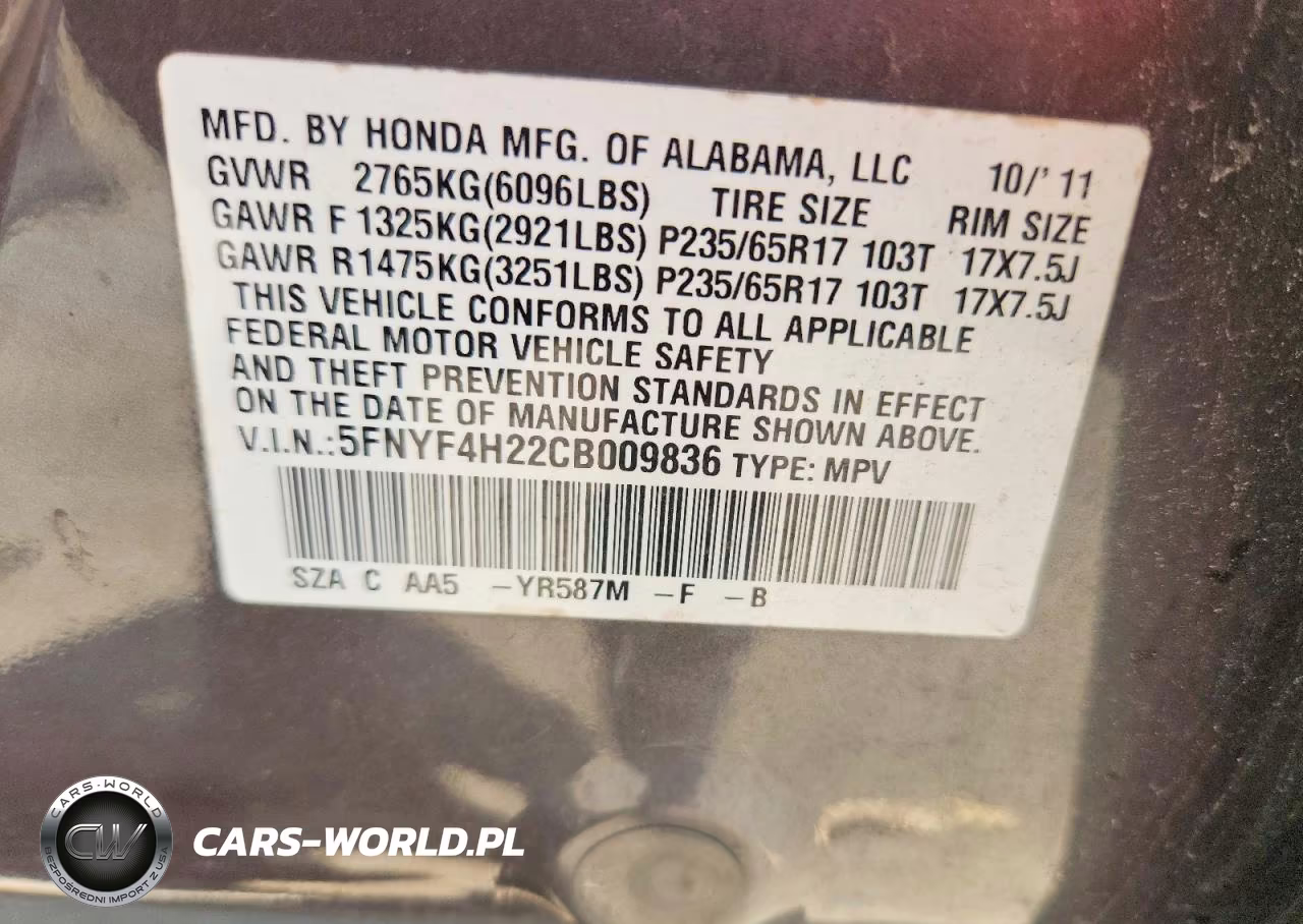 2012 Honda Pilot Lx VIN:5FNYF4H22CB009836 - 13