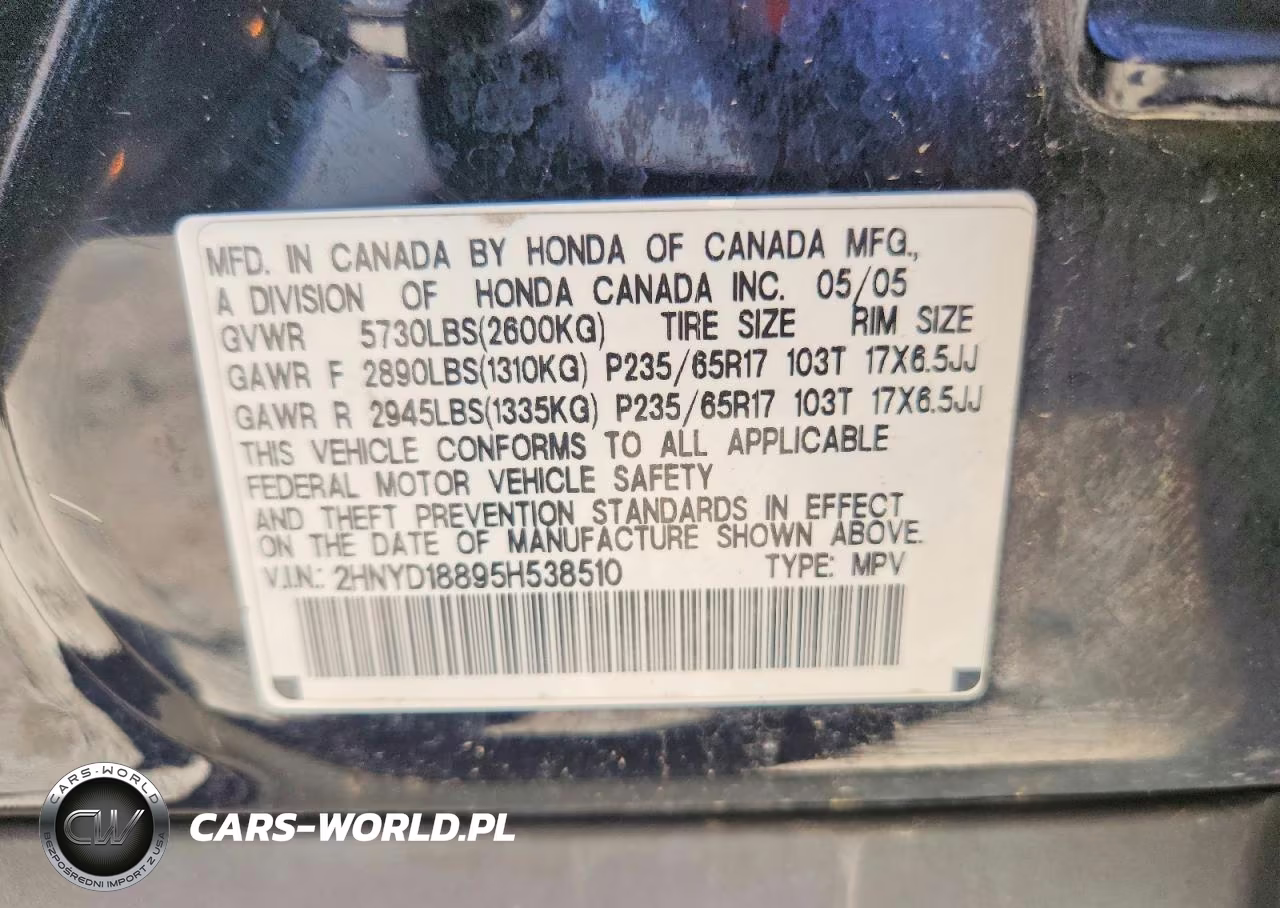 2005 Acura Mdx Touring VIN:2HNYD18895H538510 - 12