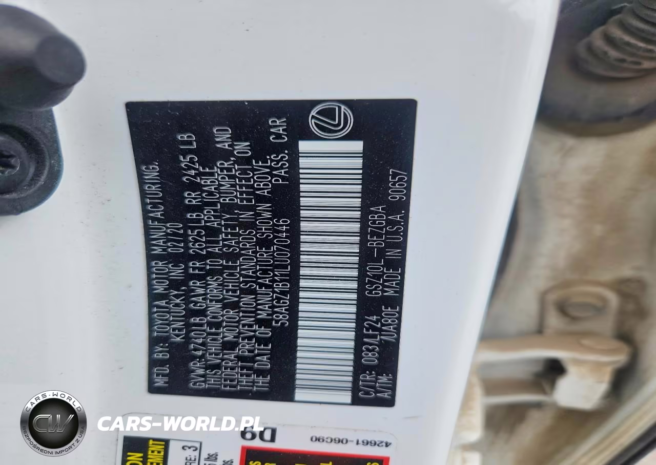 2020 Lexus Es 350 F Sport VIN:58AGZ1B11LU070446 - 13