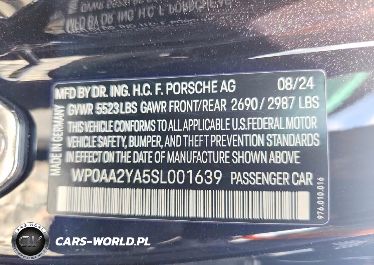 2025 Porsche Panamera Base VIN:WP0AA2YA5SL001639 - 14