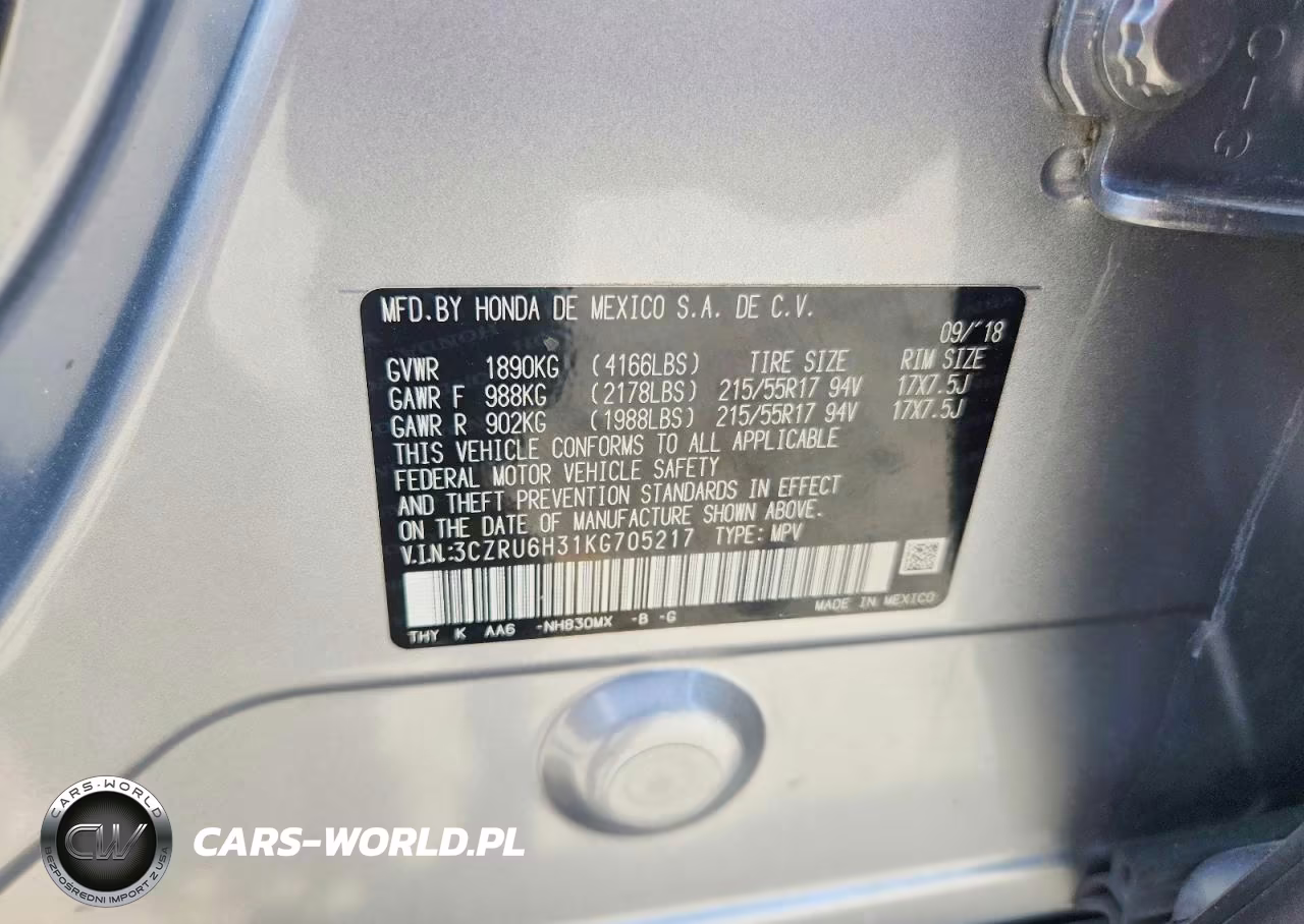 2019 Honda Hr-V Lx VIN:3CZRU6H31KG705217 - 13