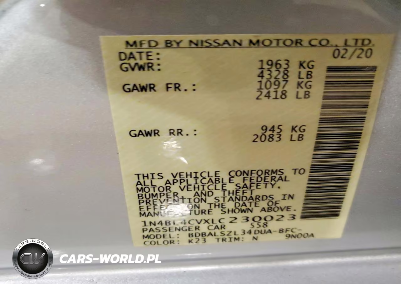 2020 Nissan Altima Sr VIN:1N4BL4CVXLC230023 - 13